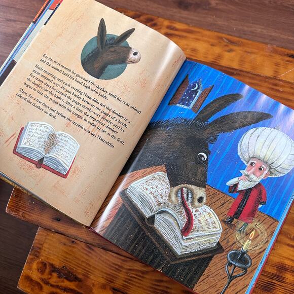 A Donkey Reads Adapted From A Turkish Folktale Hardcover Book - Picture 6 of 8